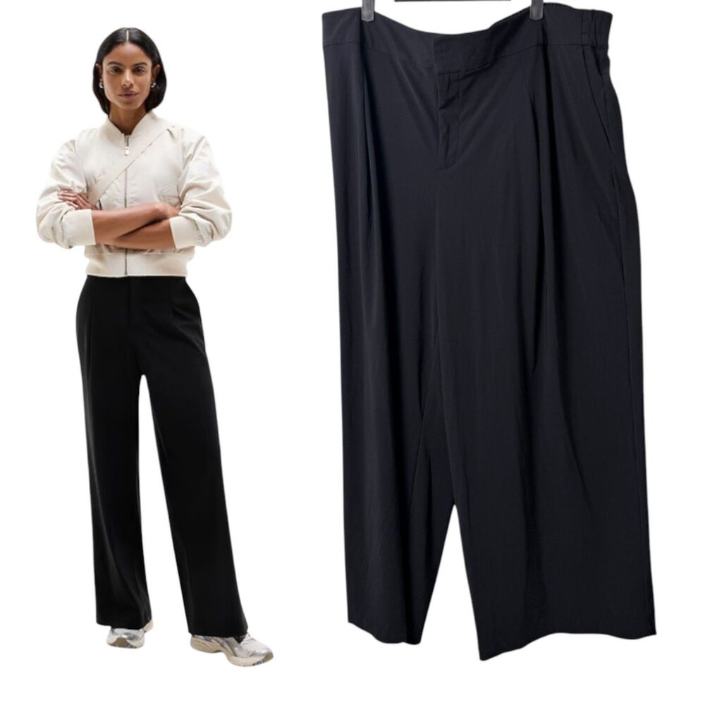Athleta Black Wide-Leg Trousers